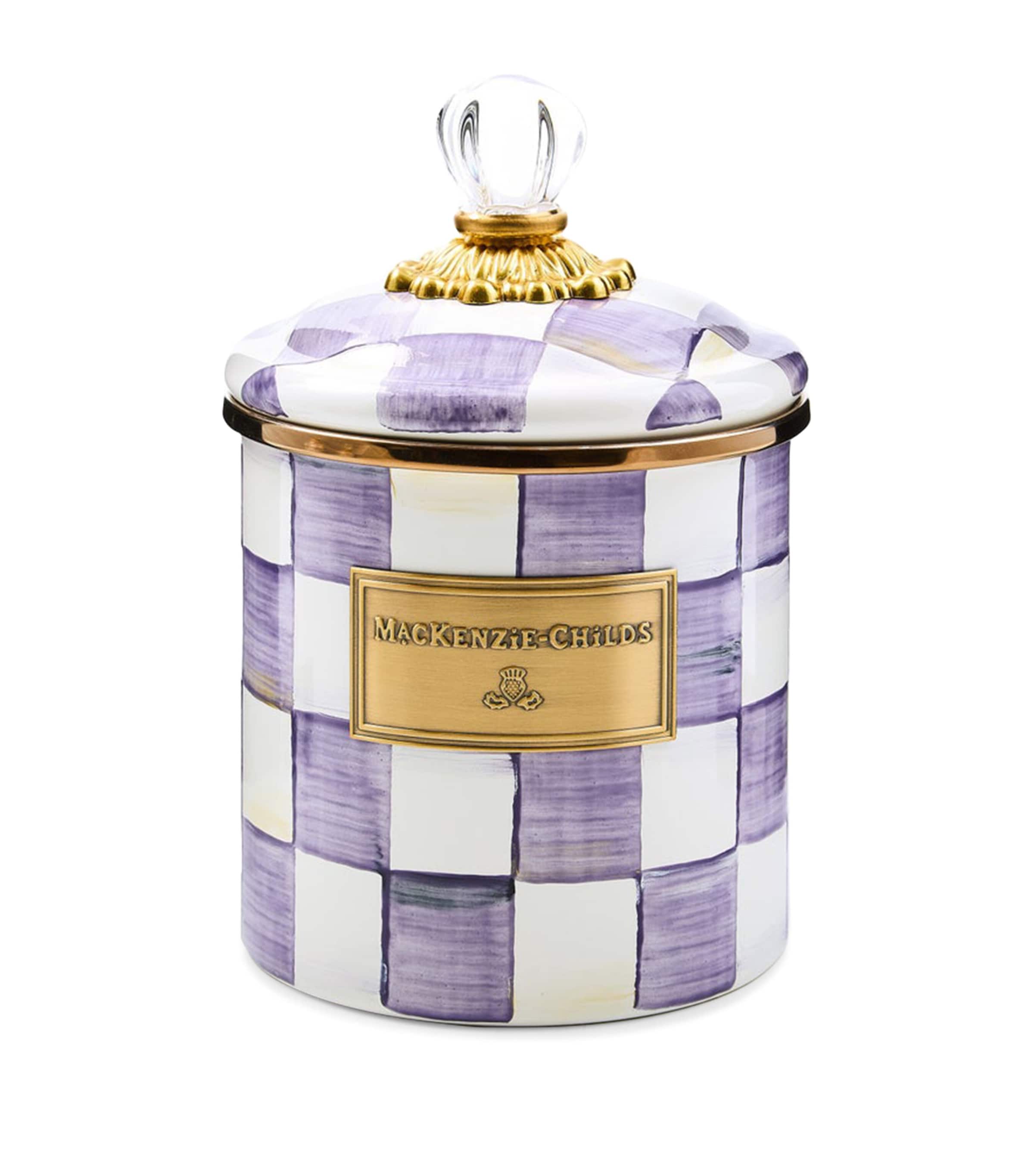 MacKenzie-Childs violet check canister 19cm - British product