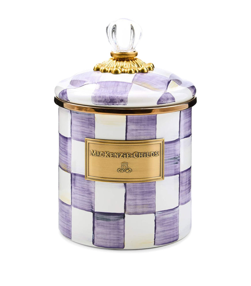MacKenzie-Childs violet check canister 19cm - British product