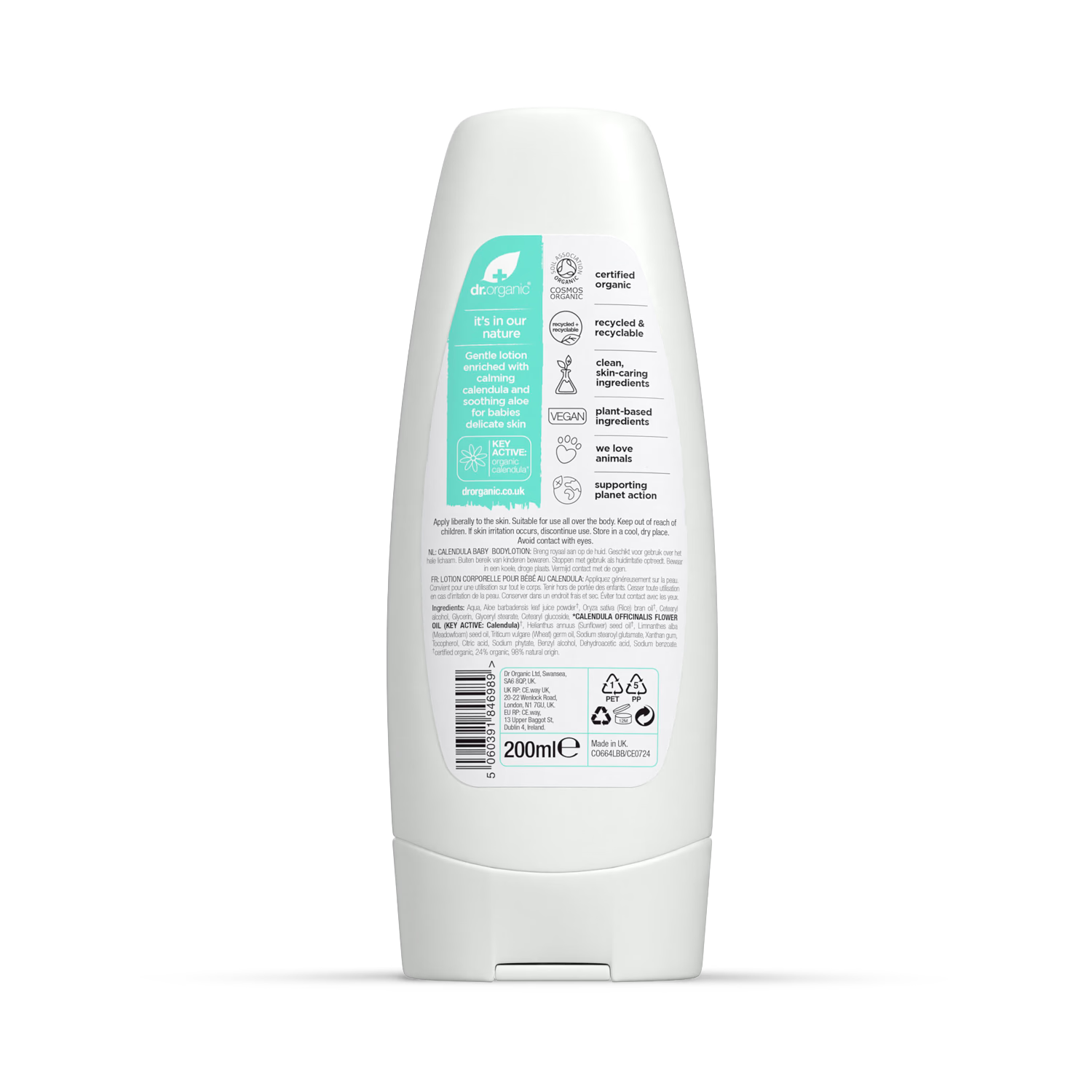 Dr Organic Baby Körperlotion Calendula 200ml - Britisches Produkt