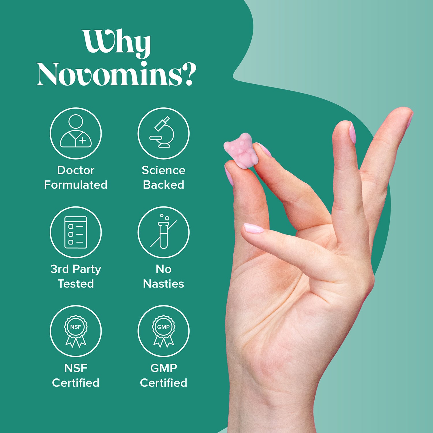 Novomins Kids Calcium Gummies Strawberry Milkshake 30 Pack, imported from the UK