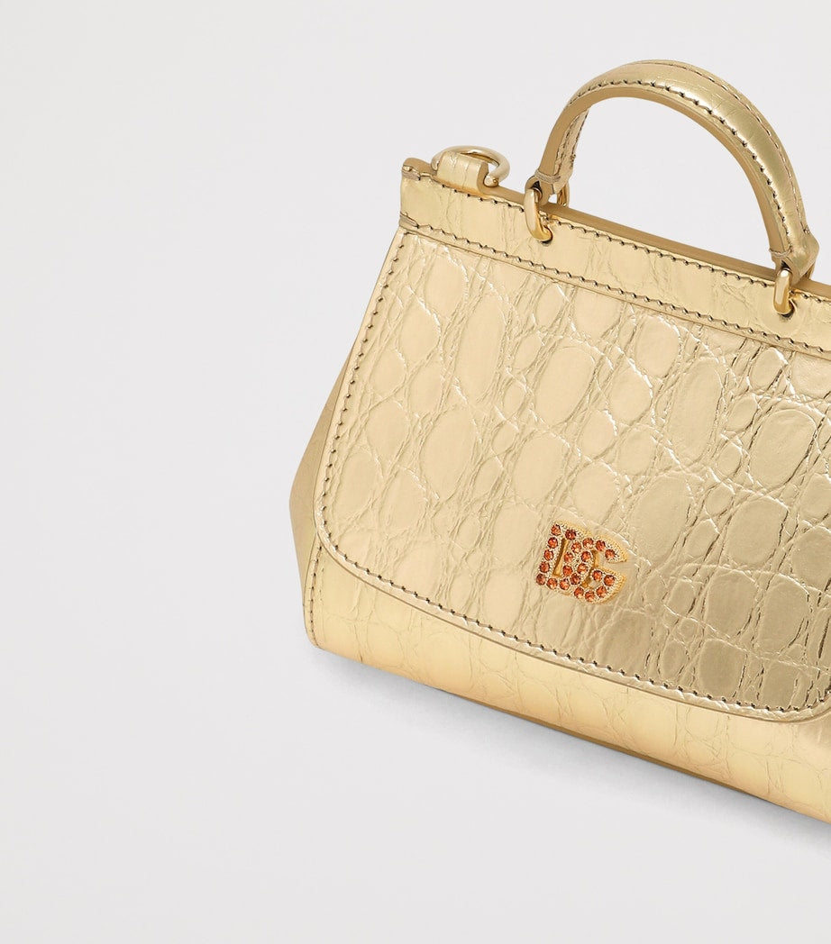 Dolce&Gabbana Kids Mini Sicily Shoulder Bag metallic leather (British brand)