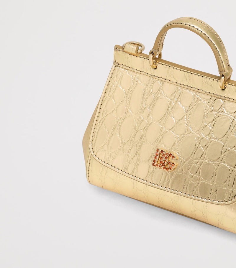 Dolce&Gabbana Kids Mini Sicily Shoulder Bag metallic leather (British brand)