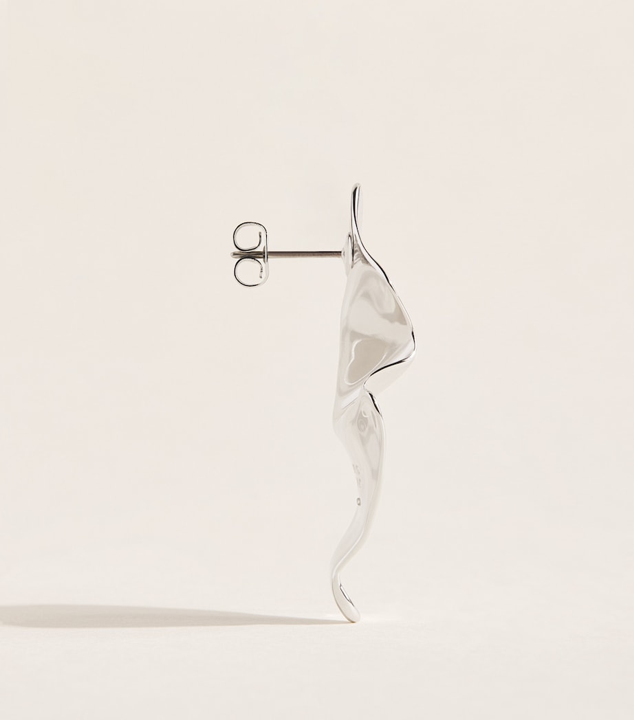 Alexis Bittar small crumpled earrings in rhodium plated brass, imported from the UK