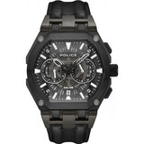 Police men's black shield watch with leather strap, UK version