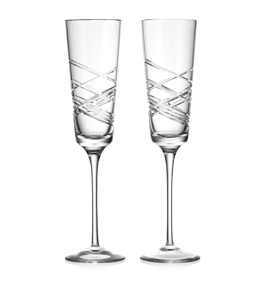 Waterford set of 2 crystal Aran champagne flutes 275ml (British brand)