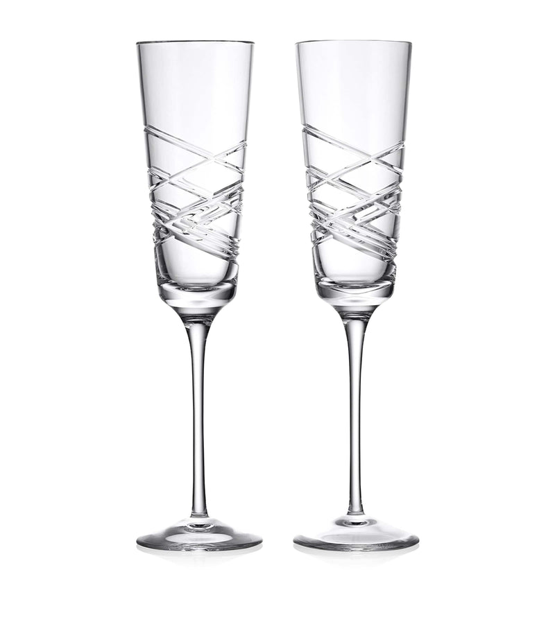 Waterford set of 2 crystal Aran champagne flutes 275ml (British brand)
