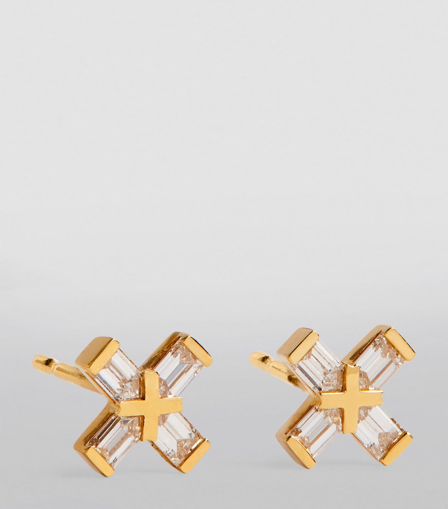 Eva Fehren Exploding X stud earrings 18kt gold diamonds, UK version