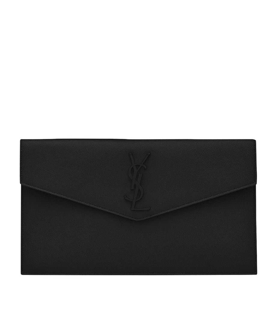 Saint Laurent Uptown leather clutch bag with YSL monogram, UK version