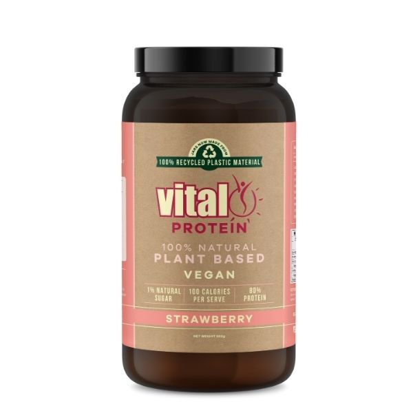 Vital plant protein powder strawberry 500g, UK version