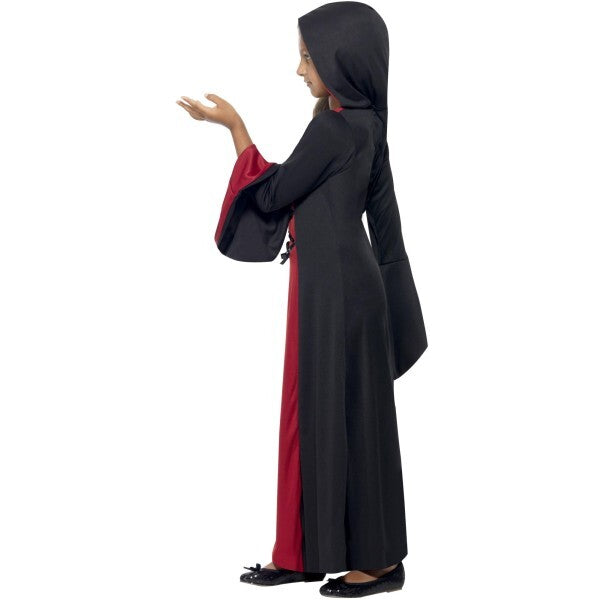 Smiffys vamp costume red black hooded dress lace-up detail, UK version