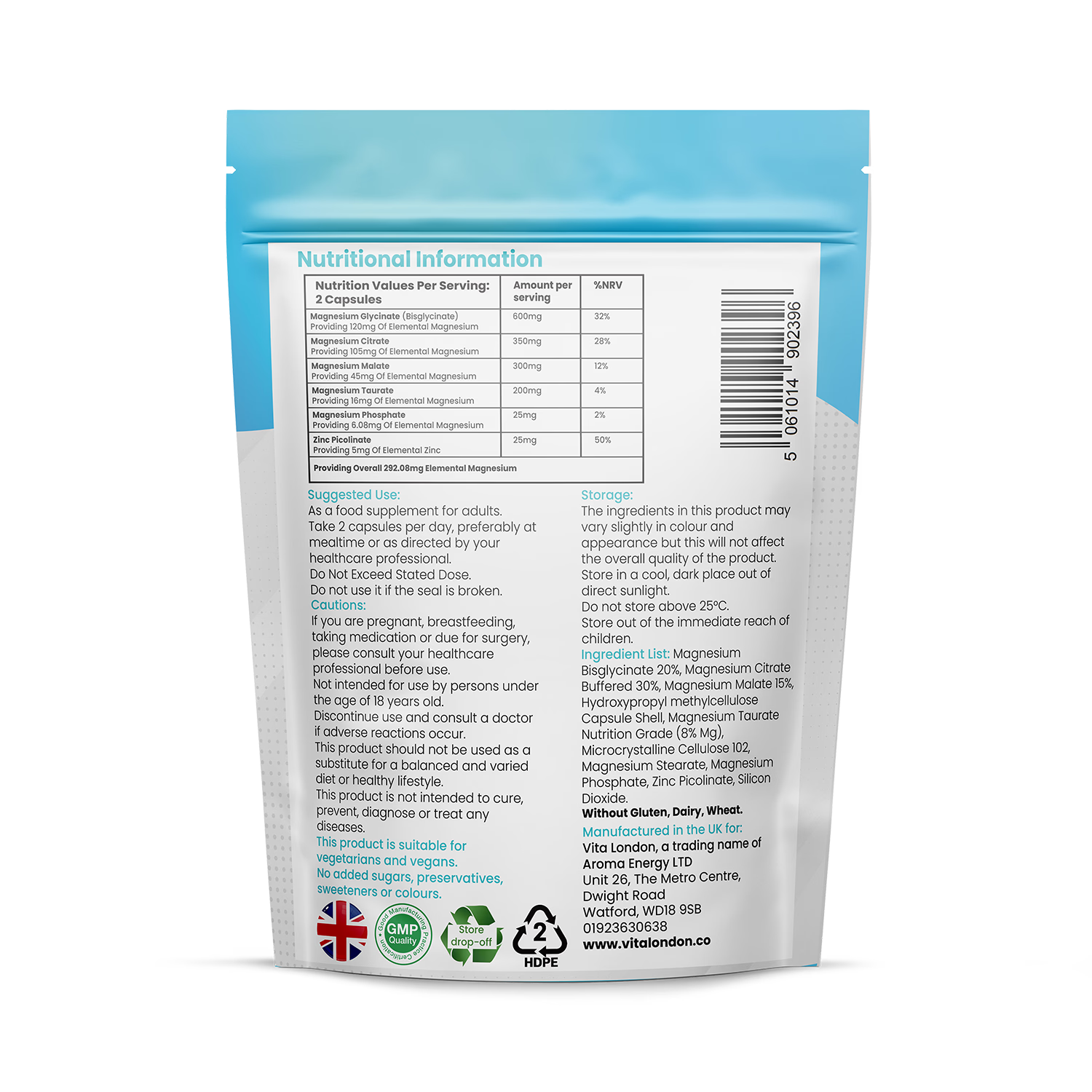 Magnesium 6 in 1 Complex 1500mg 60 capsules, UK version