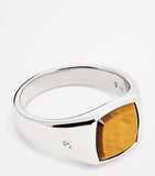 Tom Wood rhodium-plated sterling silver tiger eye ring, UK version