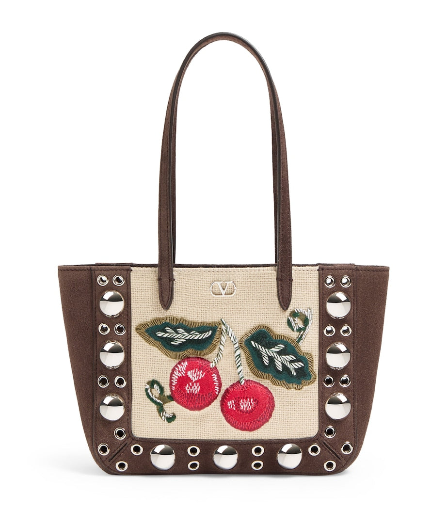 Valentino Garavani mini suede Nellcôte tote bag, imported from the UK