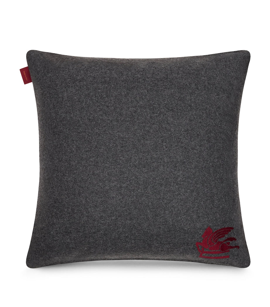 Etro wool-blend cushion with embroidered paisley trim, 45cm - British product