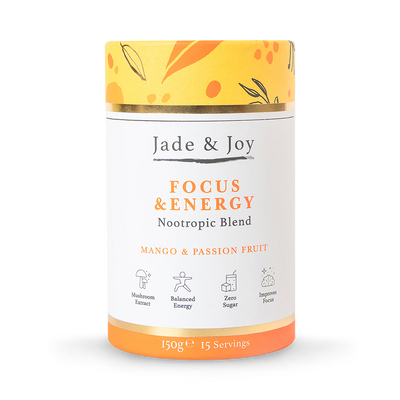 Holland & Barrett Jade & Joy Focus & Energy Nootropic Blend Mango & Passionfruit 150g- Buy online at McGrocer