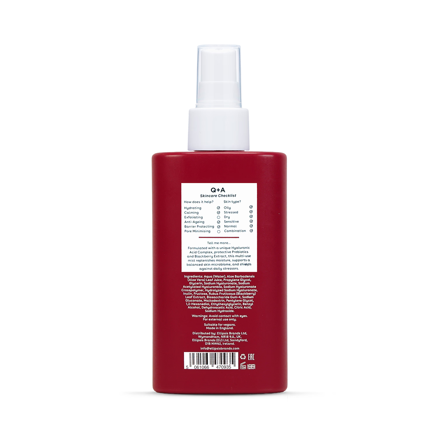 Q+A hyaluronic acid face mist 100ml - British product
