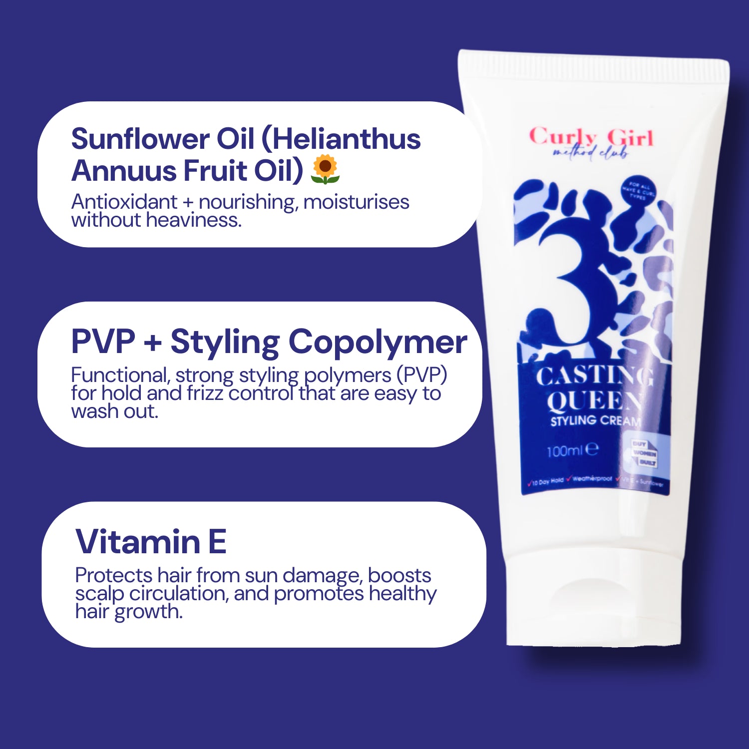 Curly Girl Method Club Casting Queen styling cream 100ml (British brand)
