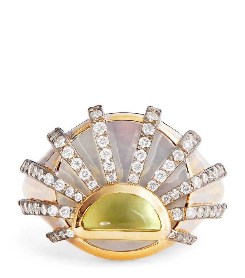 L'Atelier Nawbar Sun Dawn pinky ring, diamonds and citrine, imported from the UK