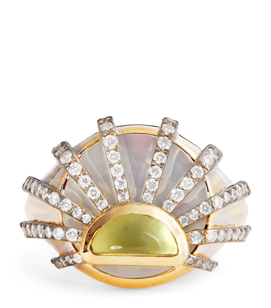 L'Atelier Nawbar Sun Dawn pinky ring, diamonds and citrine, imported from the UK