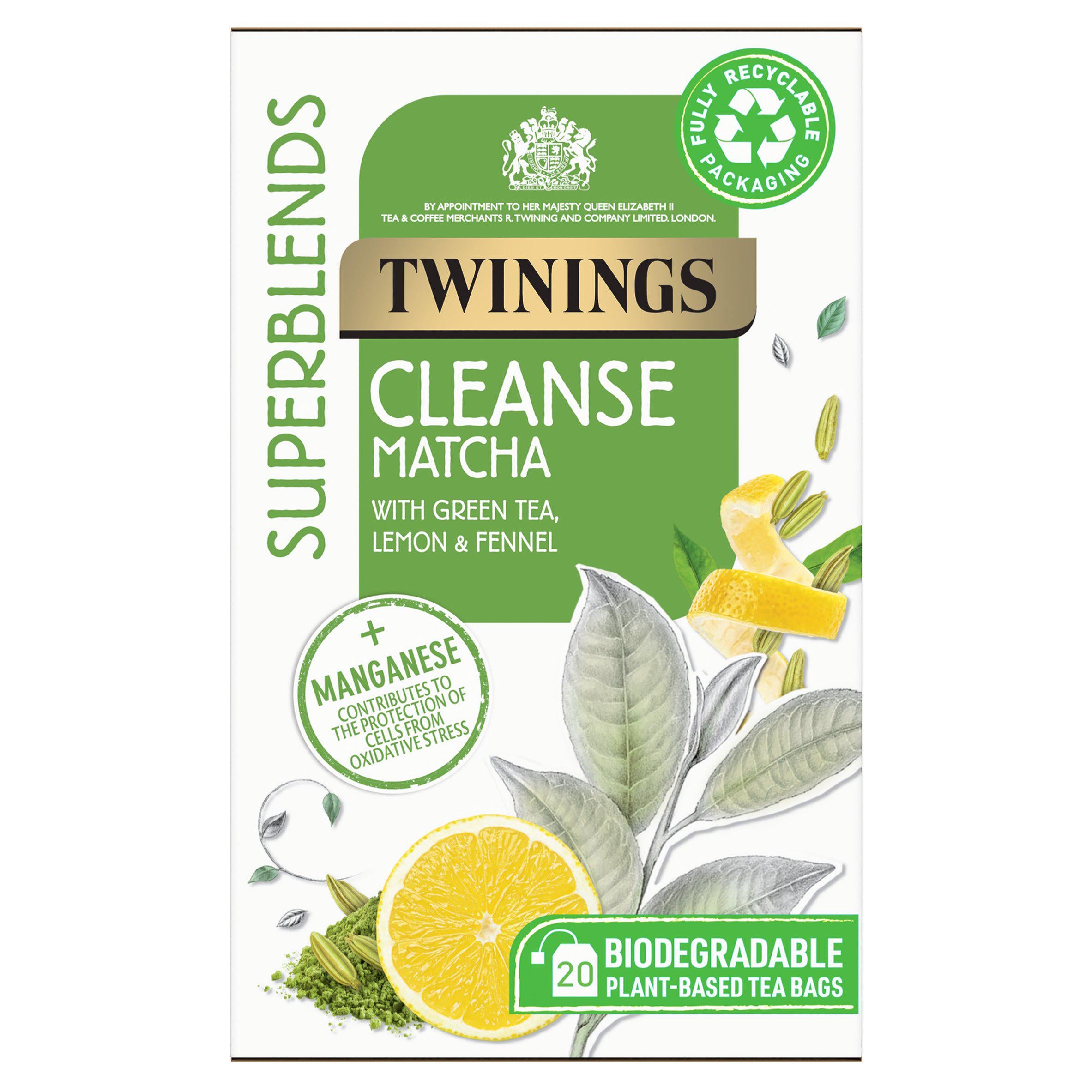 Twinings Superblends Cleanse Matcha Plant-Based Tea Bags 40g x20 GOODS Sainsburys   