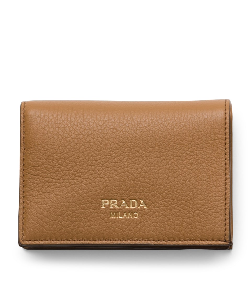 Leather Bifold Wallet with Suede Panels and Gold-Tone Hardware