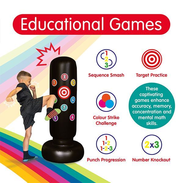 Rainbow Colours inflatable punchbag with stickers (British brand)