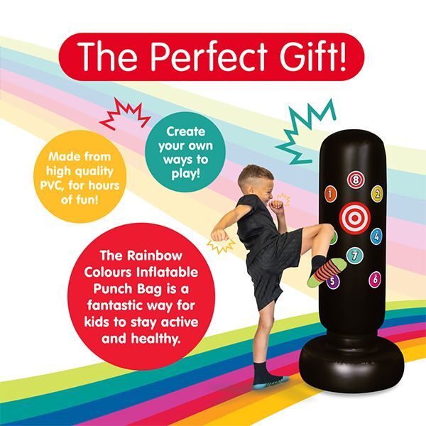 Rainbow Colours inflatable punchbag with stickers (British brand)