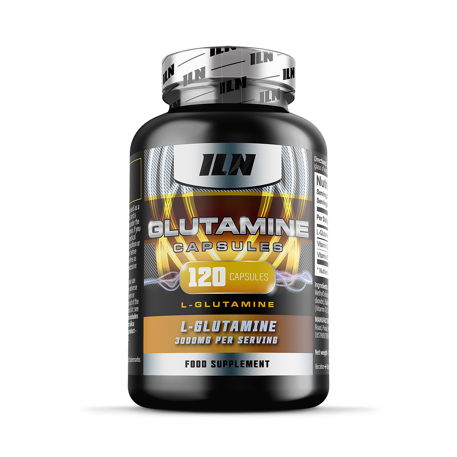 L Glutamine 3000mg supplement 120 vegetarian capsules (British brand)