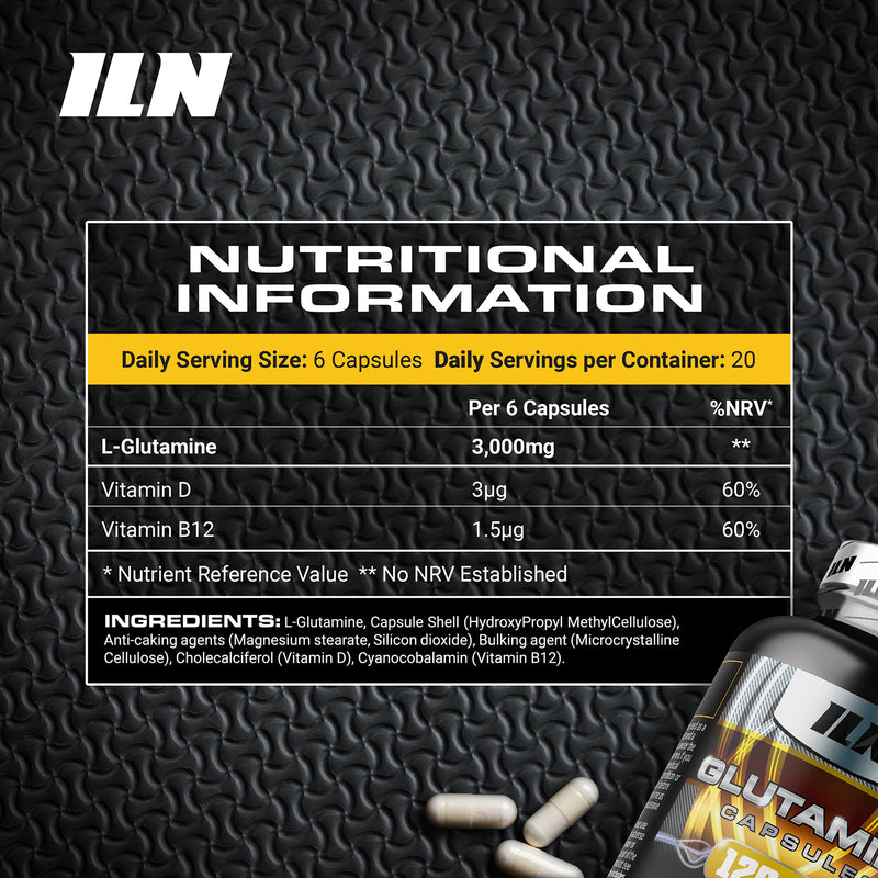 L Glutamine 3000mg supplement 120 vegetarian capsules (British brand)