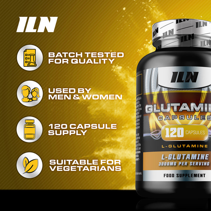 L Glutamine 3000mg supplement 120 vegetarian capsules (British brand)