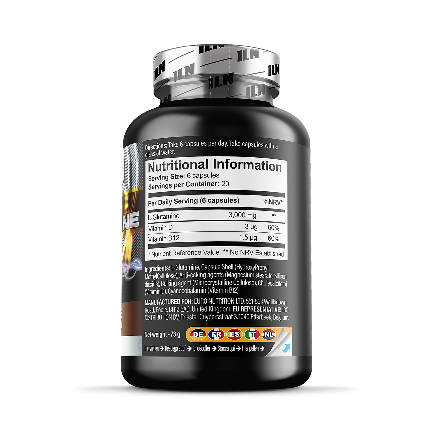 L Glutamine 3000mg supplement 120 vegetarian capsules (British brand)