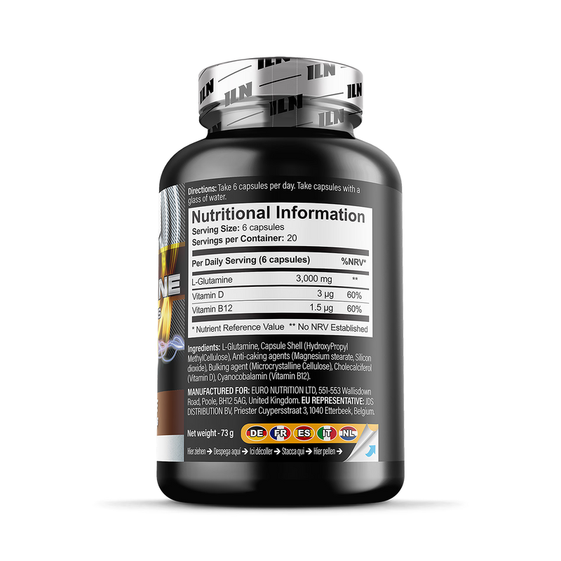 L Glutamine 3000mg supplement 120 vegetarian capsules (British brand)