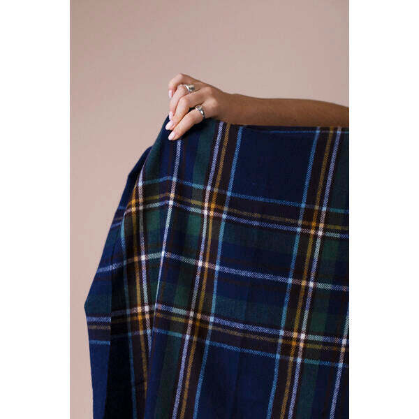 SVNX tartan print scarf in navy, UK version
