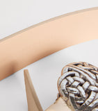 Eleventy leather woven buckle belt 8.5cm - British product