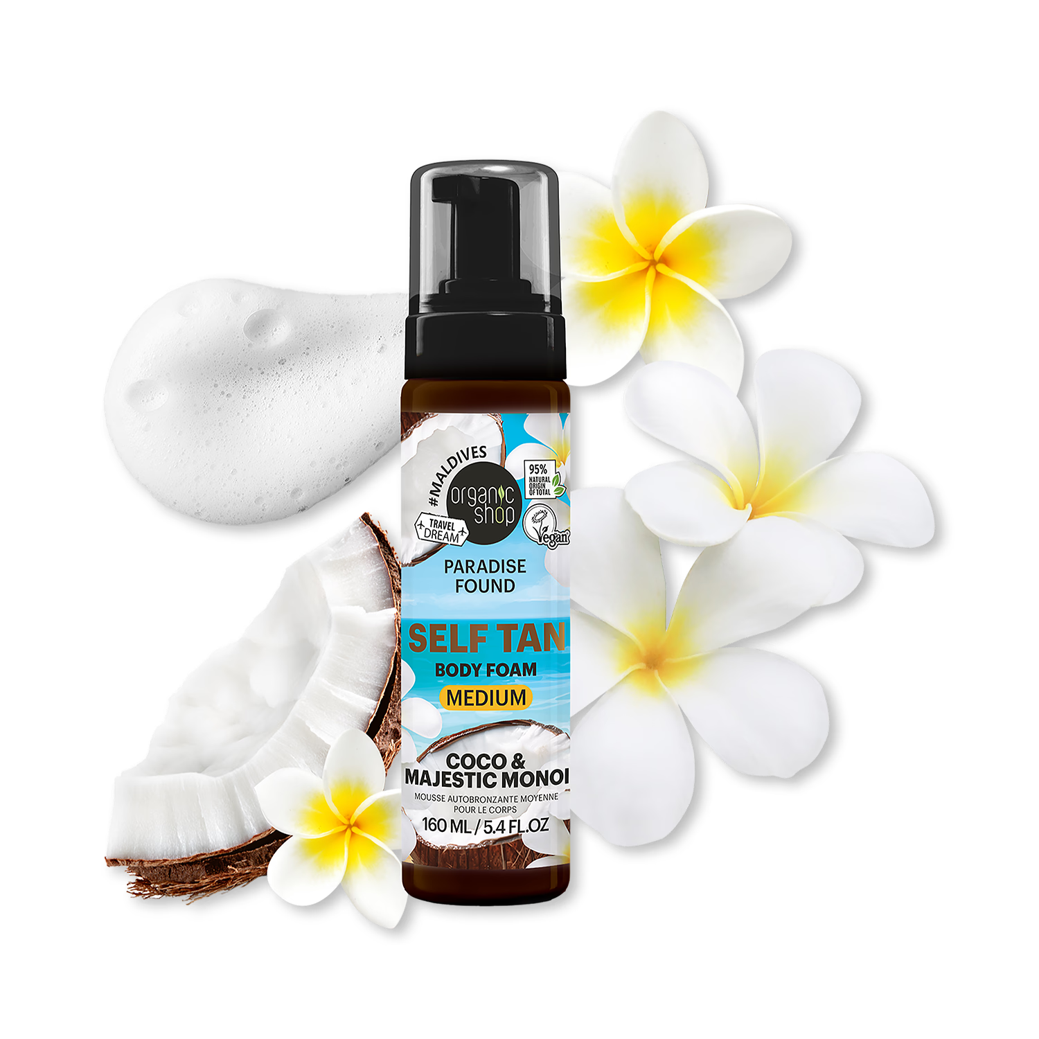 Organic Shop self tan body foam medium 160ml (British brand)
