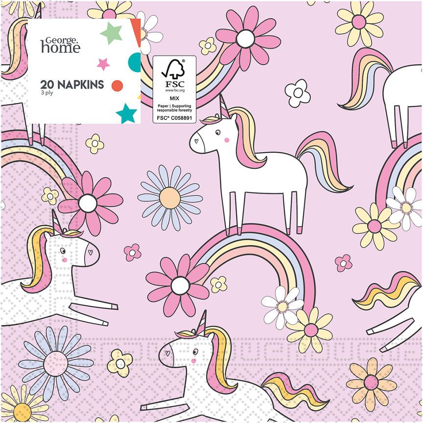 George Home Unicorn Paper Napkins General Household ASDA   