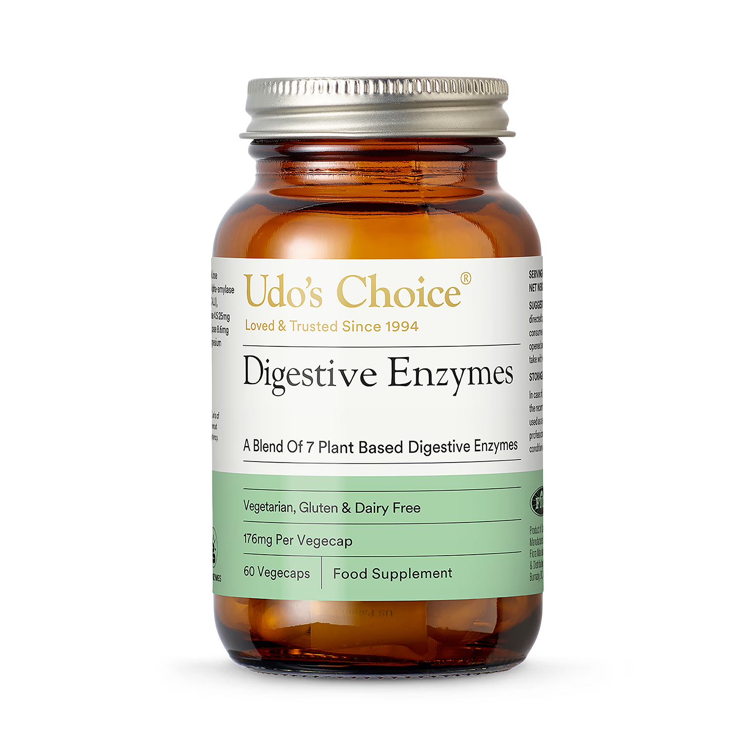 Udo's Choice digestive enzyme blend 176mg 60 vegecaps, imported from the UK
