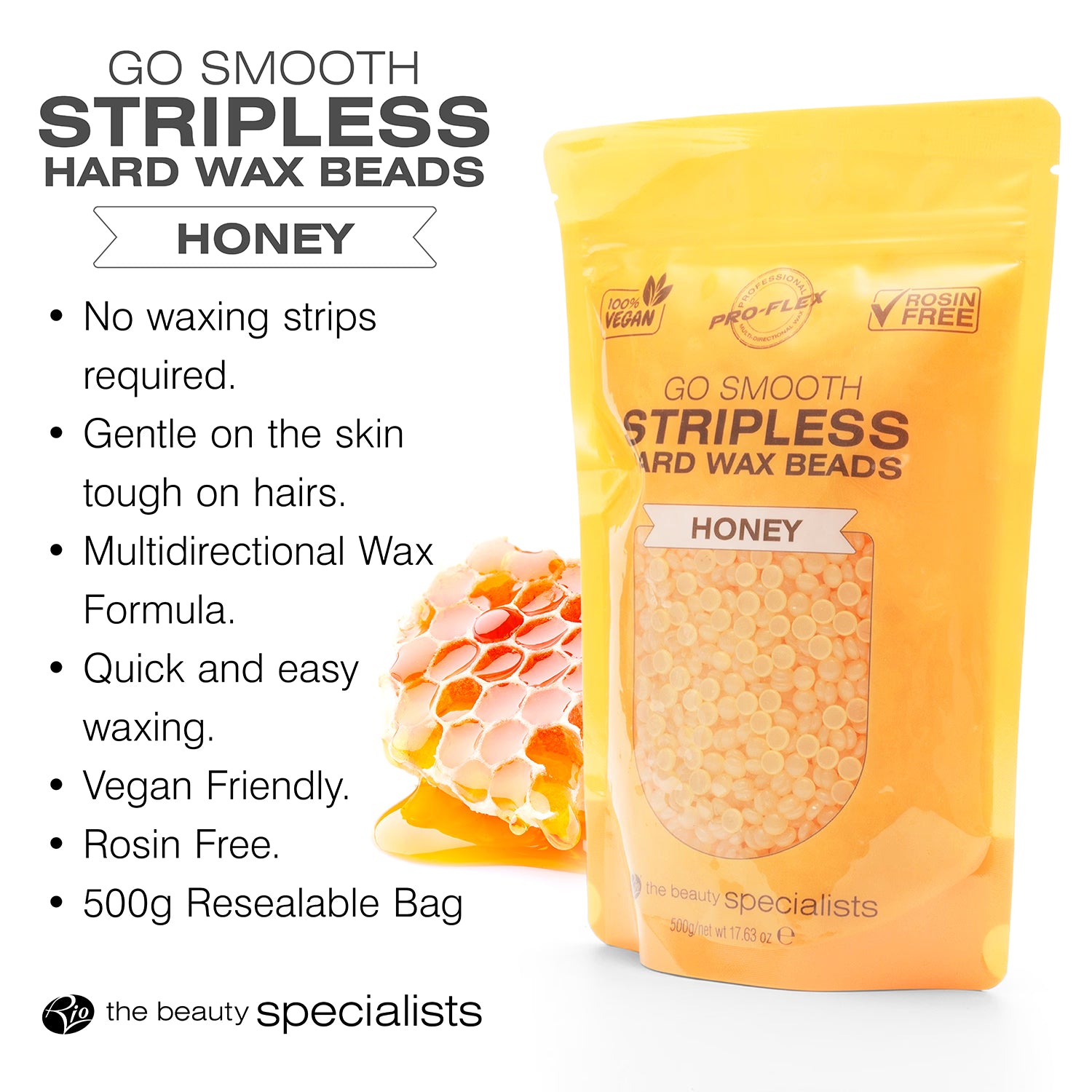 Rio hard wax beads honey 500g x2 pack - British product