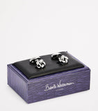 Babette Wasserman rhodium-plated metal knot cufflinks (British brand)