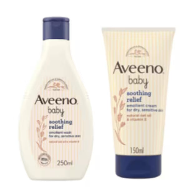 Aveeno Baby Soothing Relief bundle wash and cream 250ml 150ml - British product