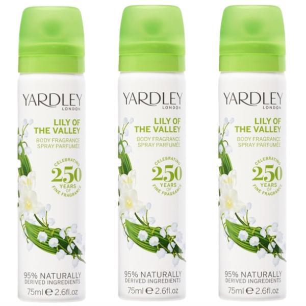 Yardley London Lily of the Valley body spray 3-pack - British product