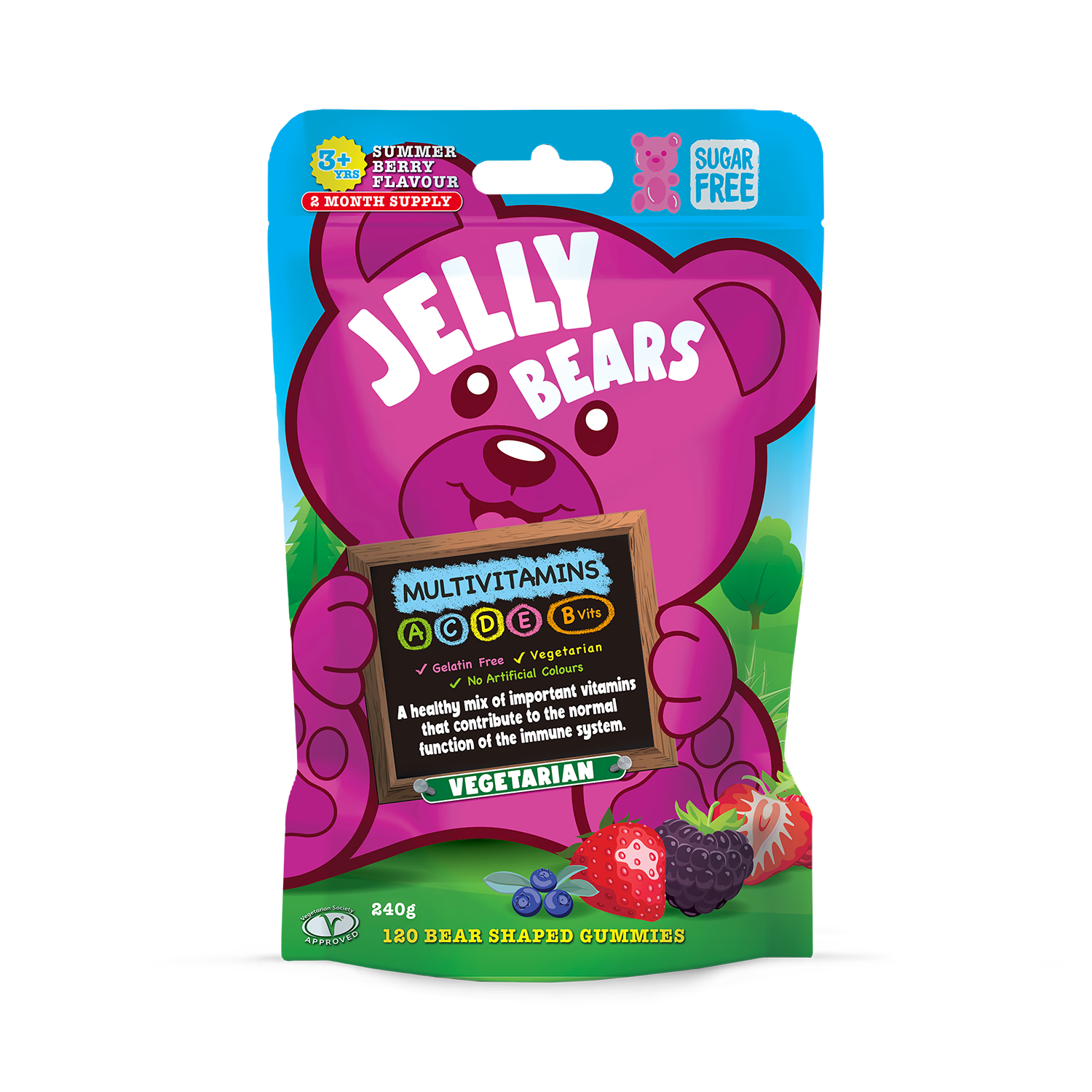 Jelly Bears multivitamin gummies Summer Berry 120 count, UK version