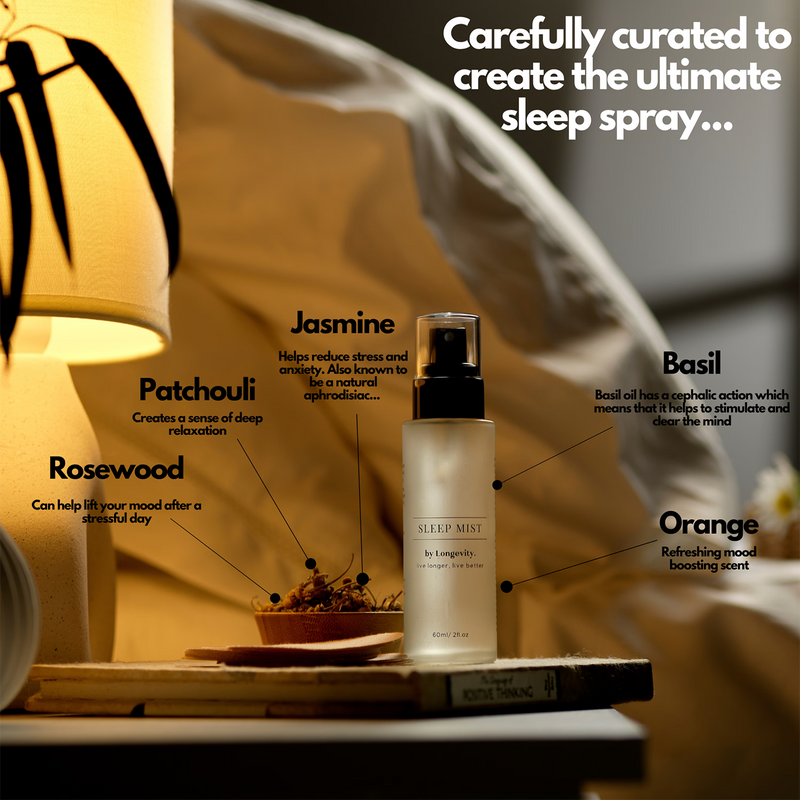 Longevity Sleep Mist pillow spray, UK version