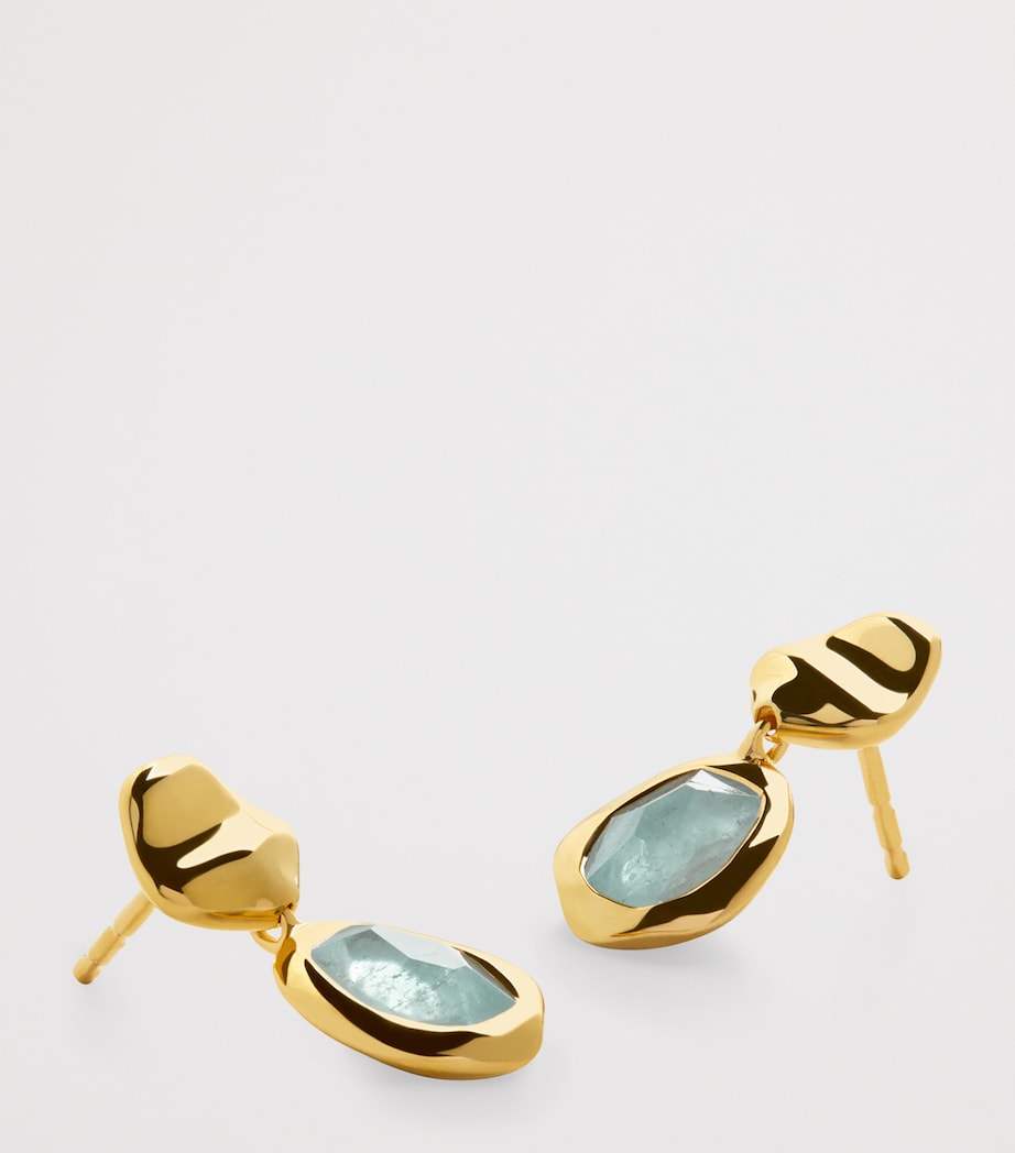 Monica Vinader small gold vermeil aquamarine drop earrings - British product