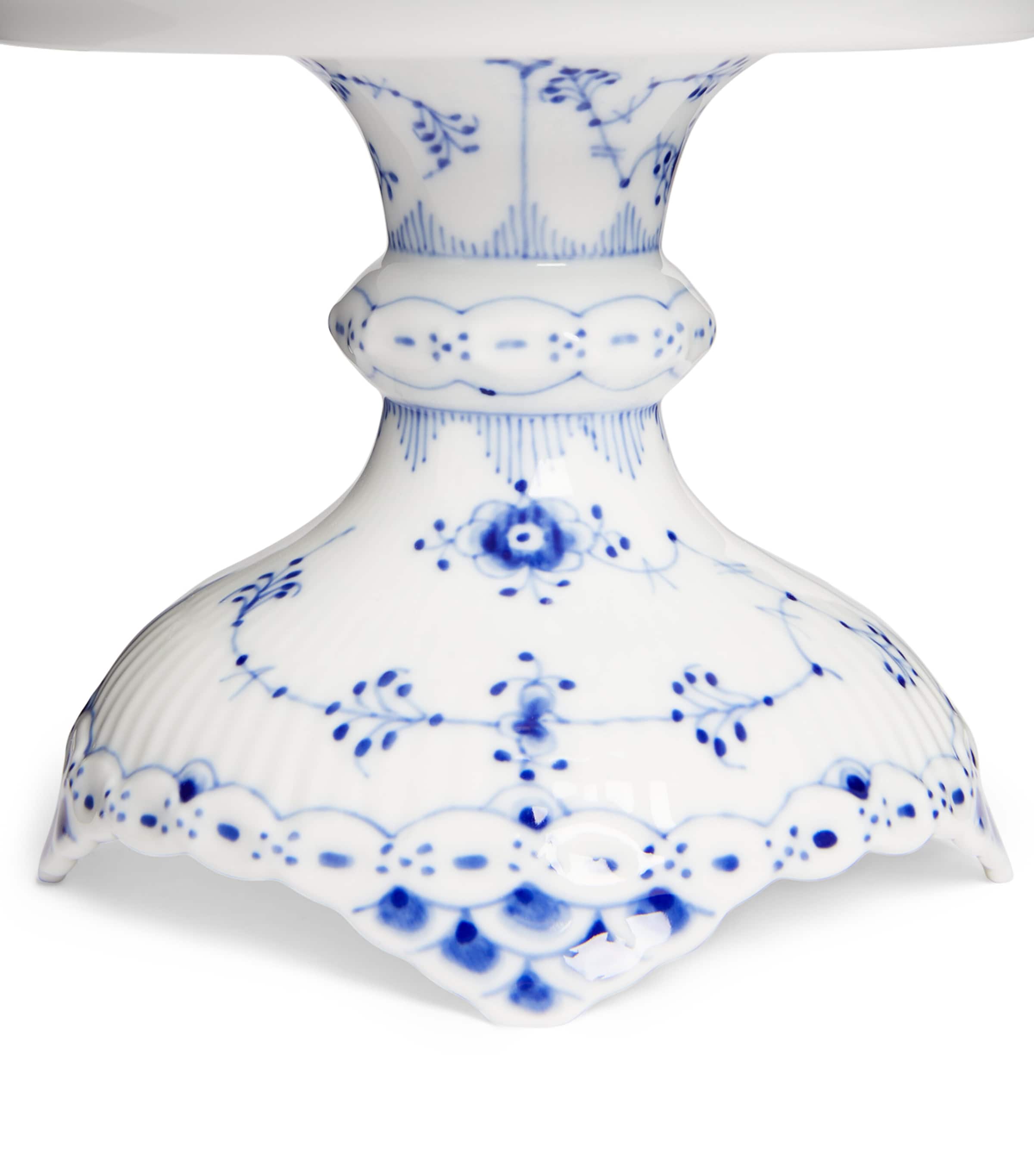 Royal Copenhagen Blue Fluted Half Lace footed bowl, imported from the UK
