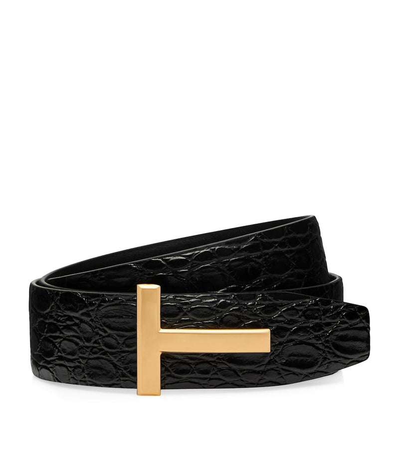 Tom Ford reversible leather belt with T buckle, imported from the UK