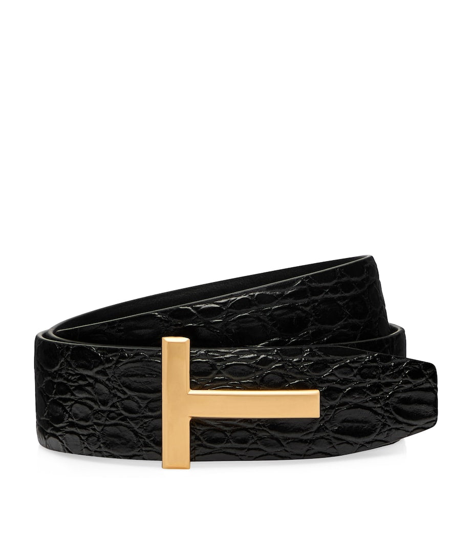 Tom Ford reversible leather belt with T buckle, imported from the UK