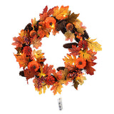 Livingandhome faux maple leaves wreath with lights 60cm, UK version