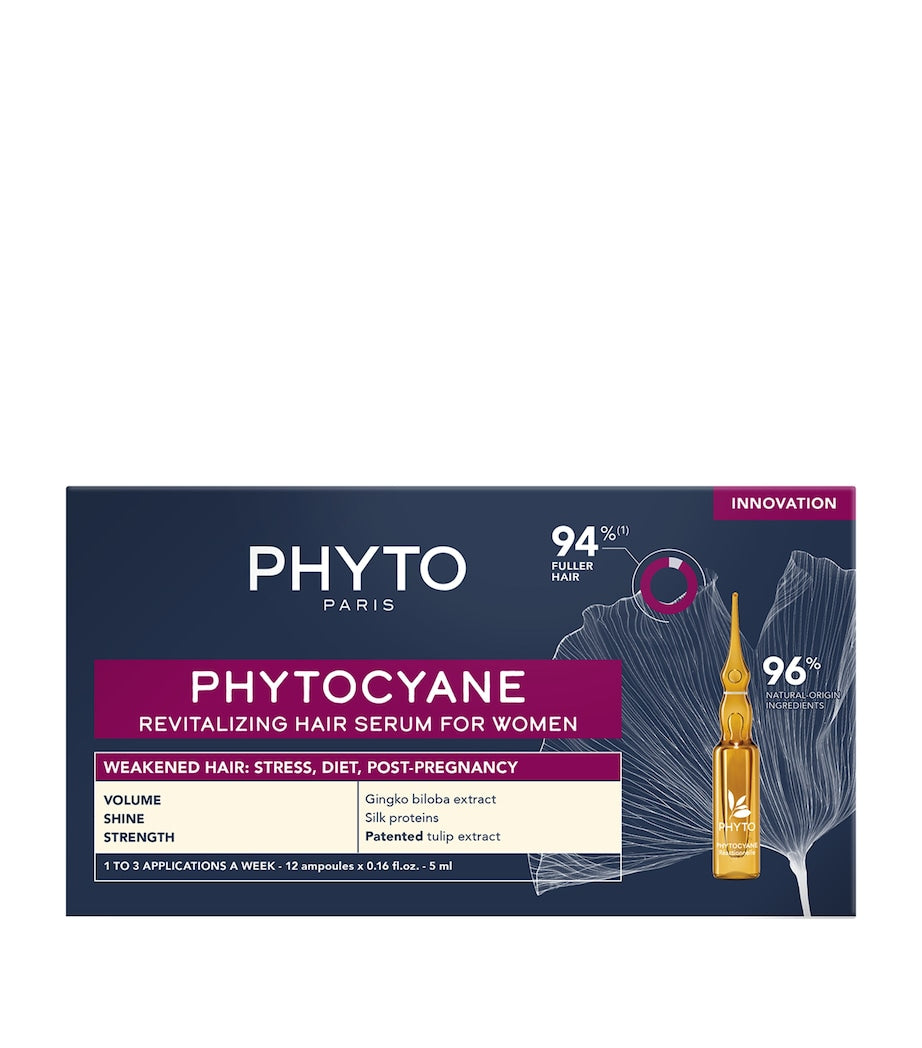PHYTO Phytocyane Revitalizing Hair Serum 12 x 5ml, imported from the UK