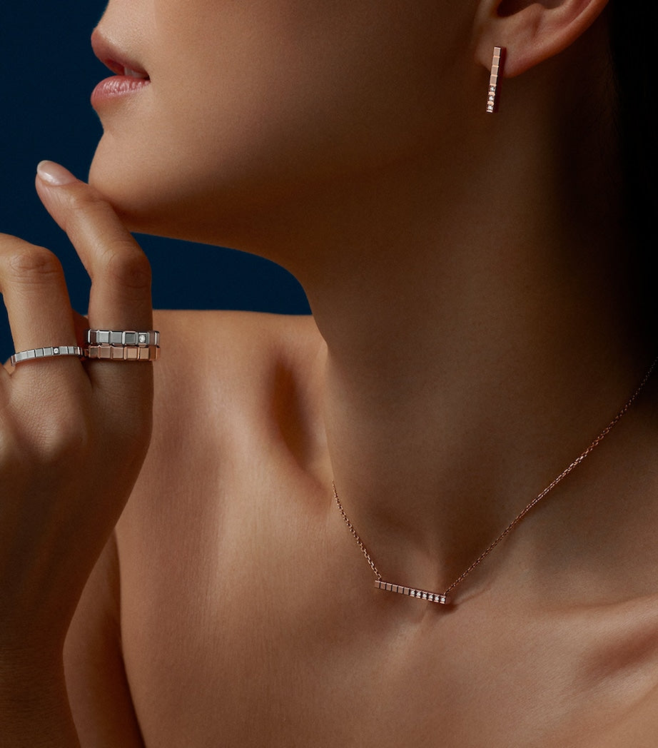 Chopard Ice Cube rose gold diamond necklace (British brand)